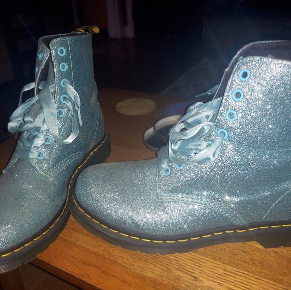 teal dr martens boots